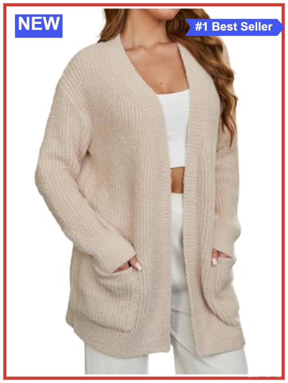 Snuggle Sac Women's Cardigan Sweater with Pockets Long Sleeve Open Front